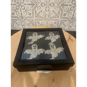 Tahari Silver Rhinestone Jeweled Napkin Rings